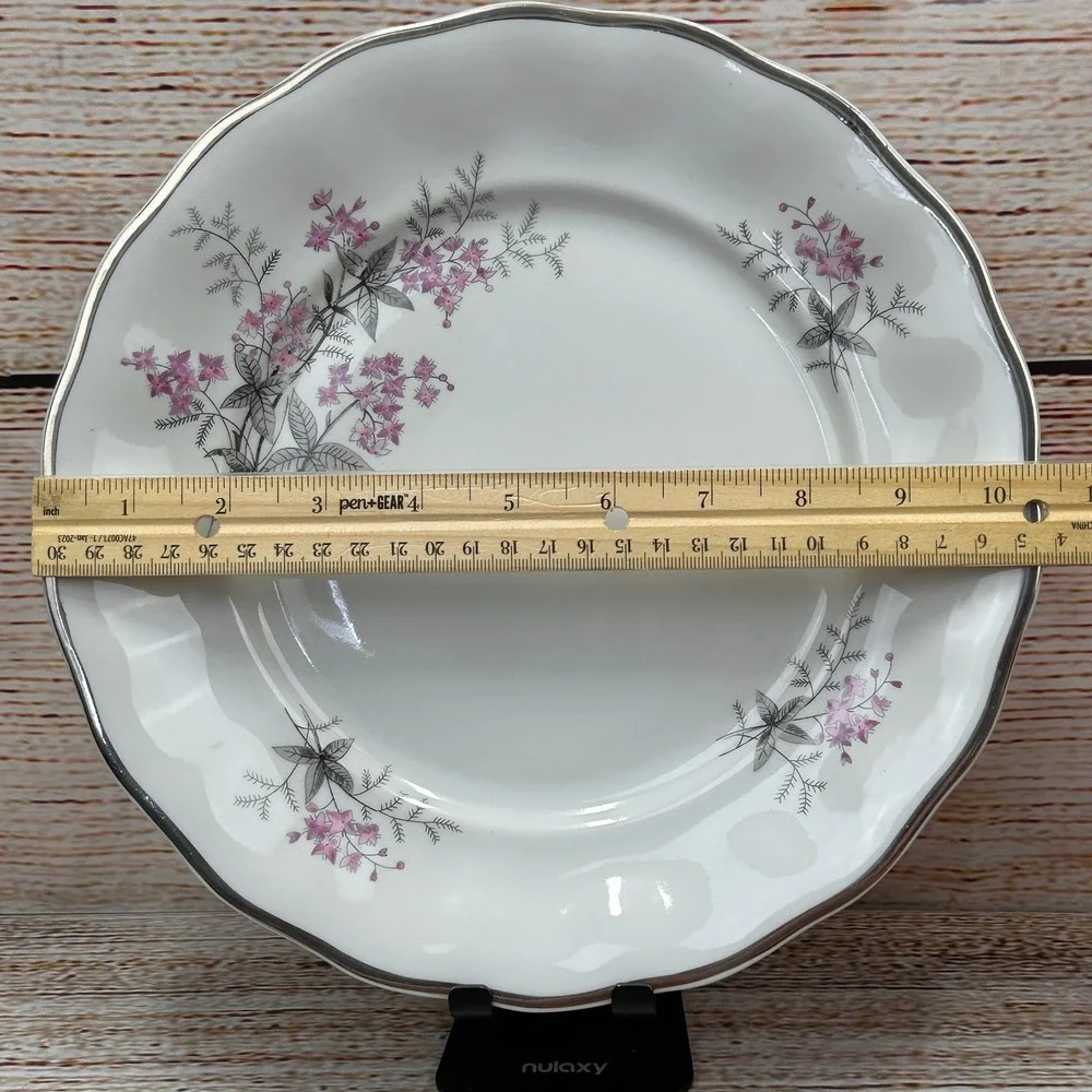 Favolina Karolina Jarolina Poland China Dinner Plate Silver Scalloped‎ 3879 12